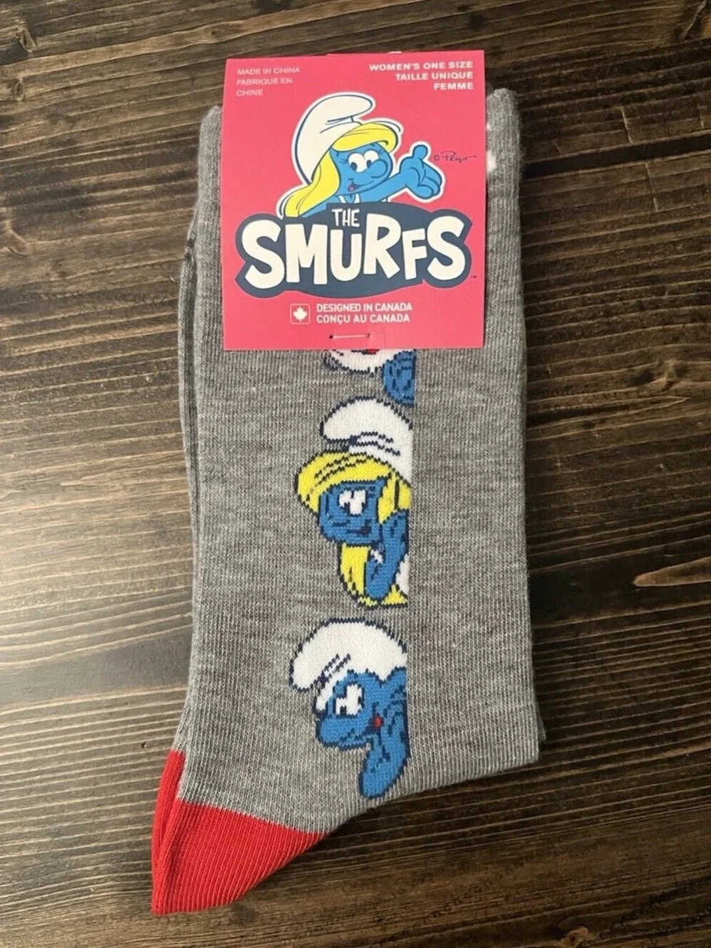 Perri's The Smurfs Crew Socks Women's One Size NWT Gray